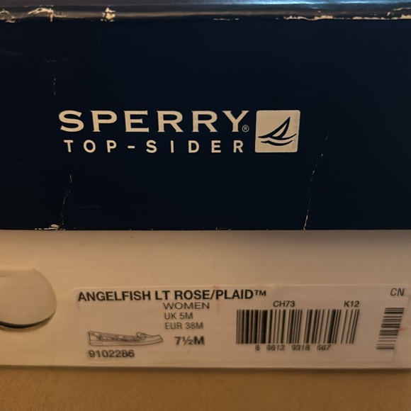 Size 7 1/2 Angelfish Light Rose/Plaid Sperry Slip On Loafer - Picture 9 of 9
